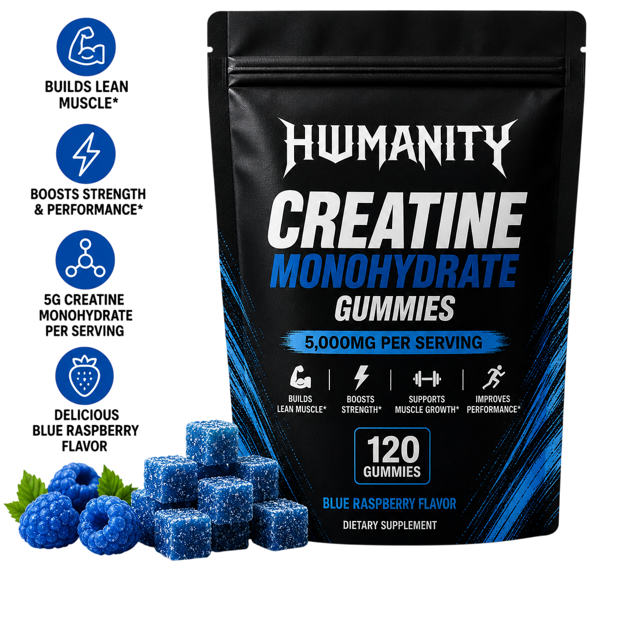 Humanity Creatine Blue Raspberry Gummies